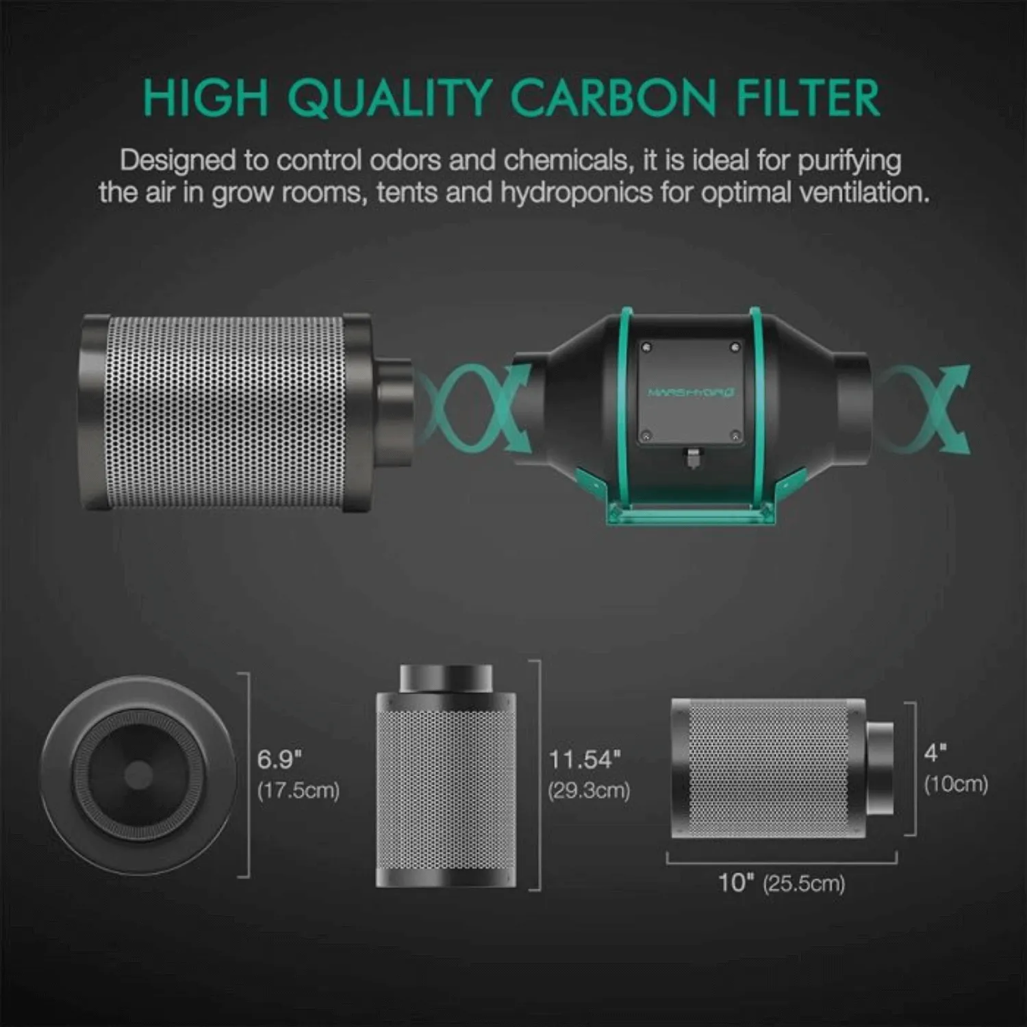 Mars Hydro 4" Inline Air Carbon Filter