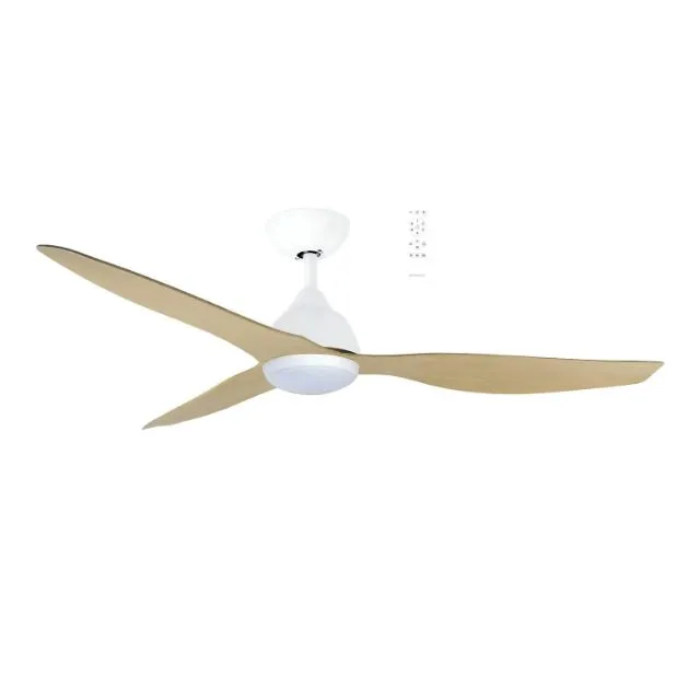 Martec Avoca DC 1220mm Ceiling Fan with LED Light Matt White/Oak