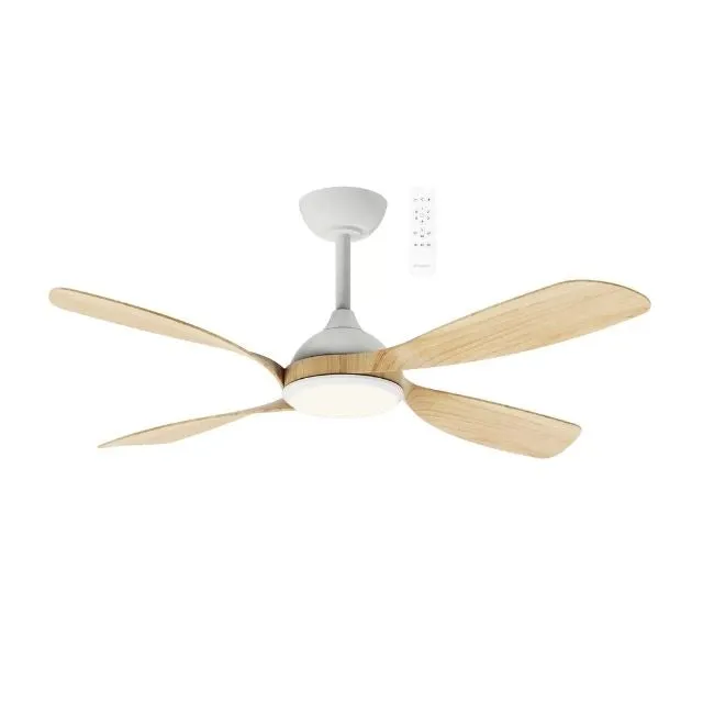 Martec Hampton DC 1320mm Ceiling Fan with LED Light Matt White/Oak