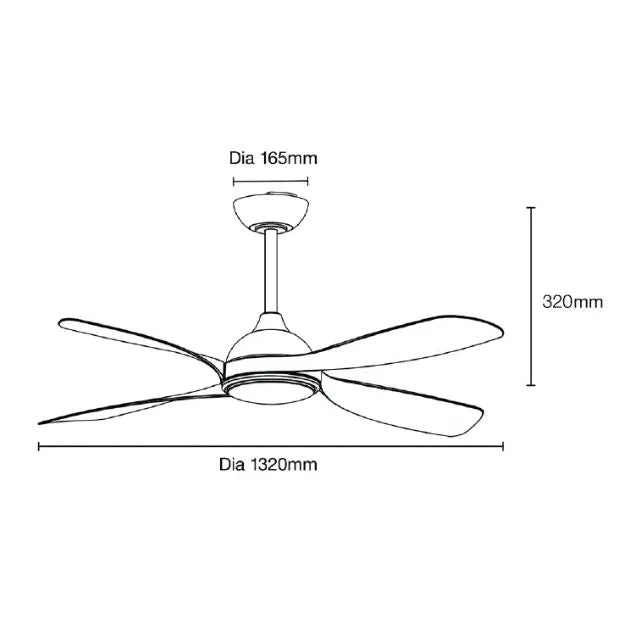 Martec Hampton DC 1320mm Ceiling Fan with LED Light Matt White/Oak