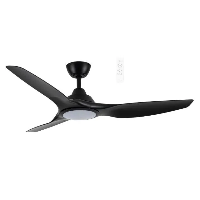 Martec Impact DC 1320mm Ceiling Fan with LED Light Matt Black