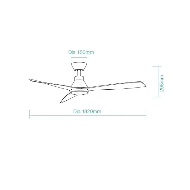 Martec Triumph DC 1320mm Ceiling Fan with LED Light Matt Black