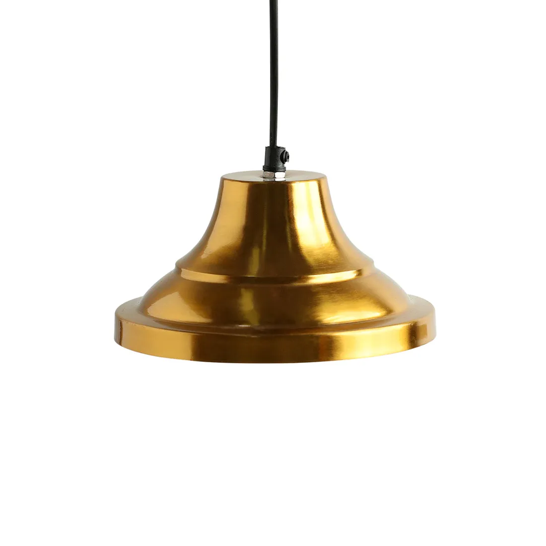 Modern Gold Pedestal' Handcrafted Hanging Pendant Lamp Shade In Iron (8.0 Inch, Conical, Golden)