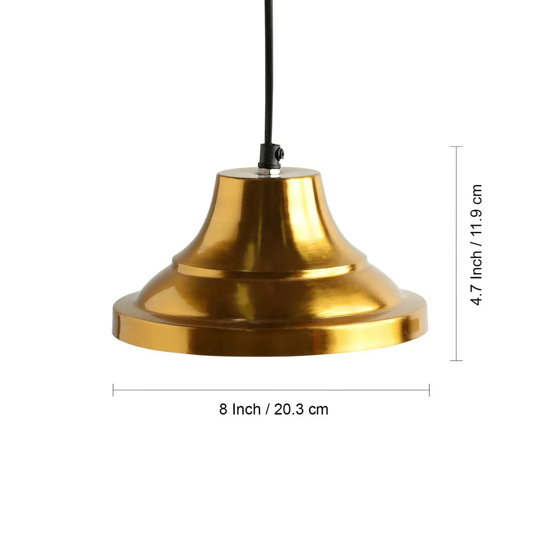 Modern Gold Pedestal' Handcrafted Hanging Pendant Lamp Shade In Iron (8.0 Inch, Conical, Golden)