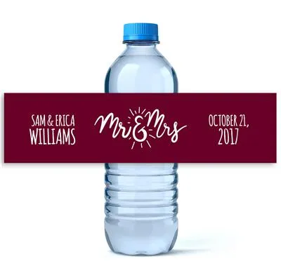 Mr Mrs Water Bottle Labels