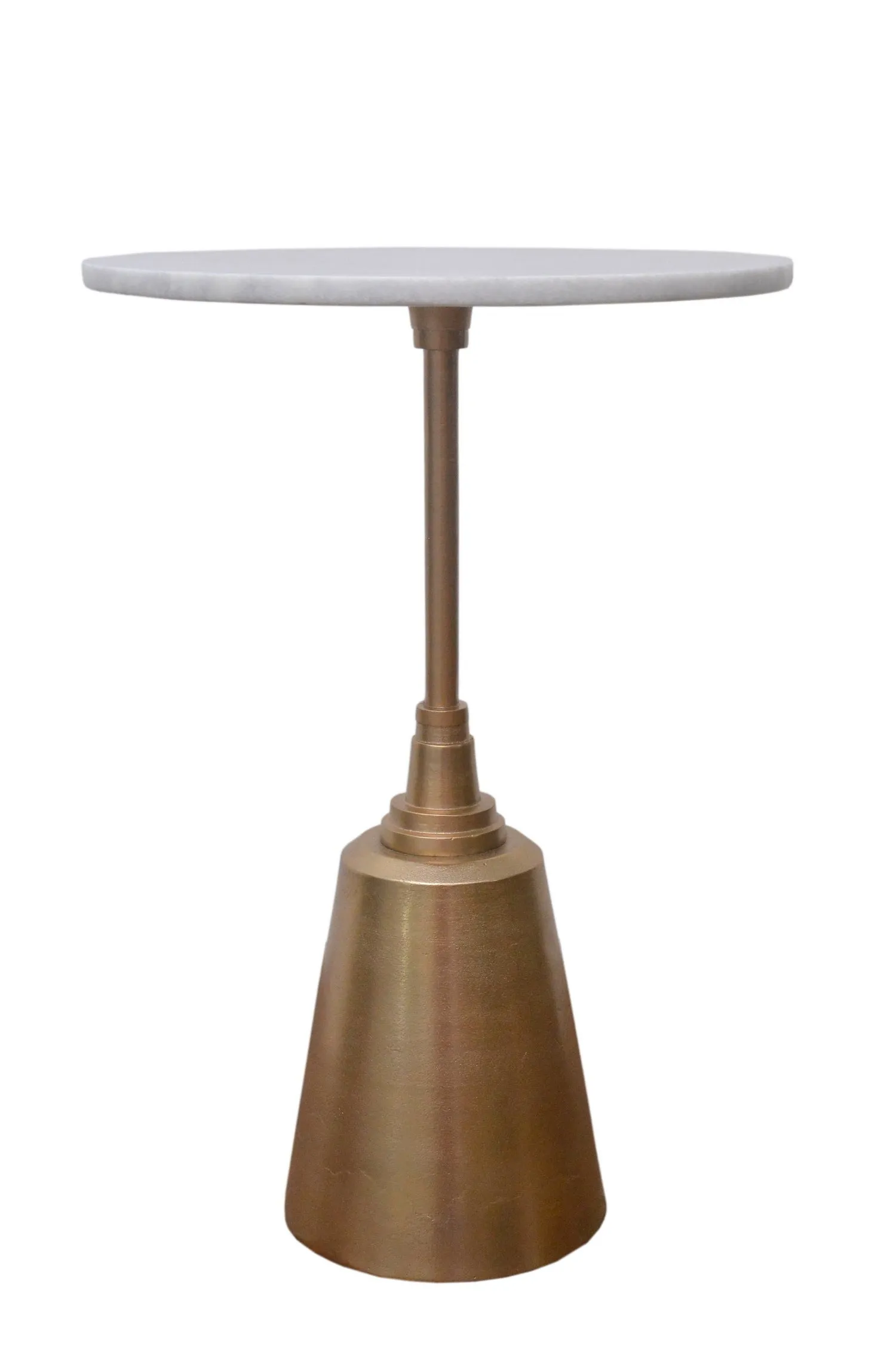 Naya White Marble, Gold Tapered Base, Accent Side Table