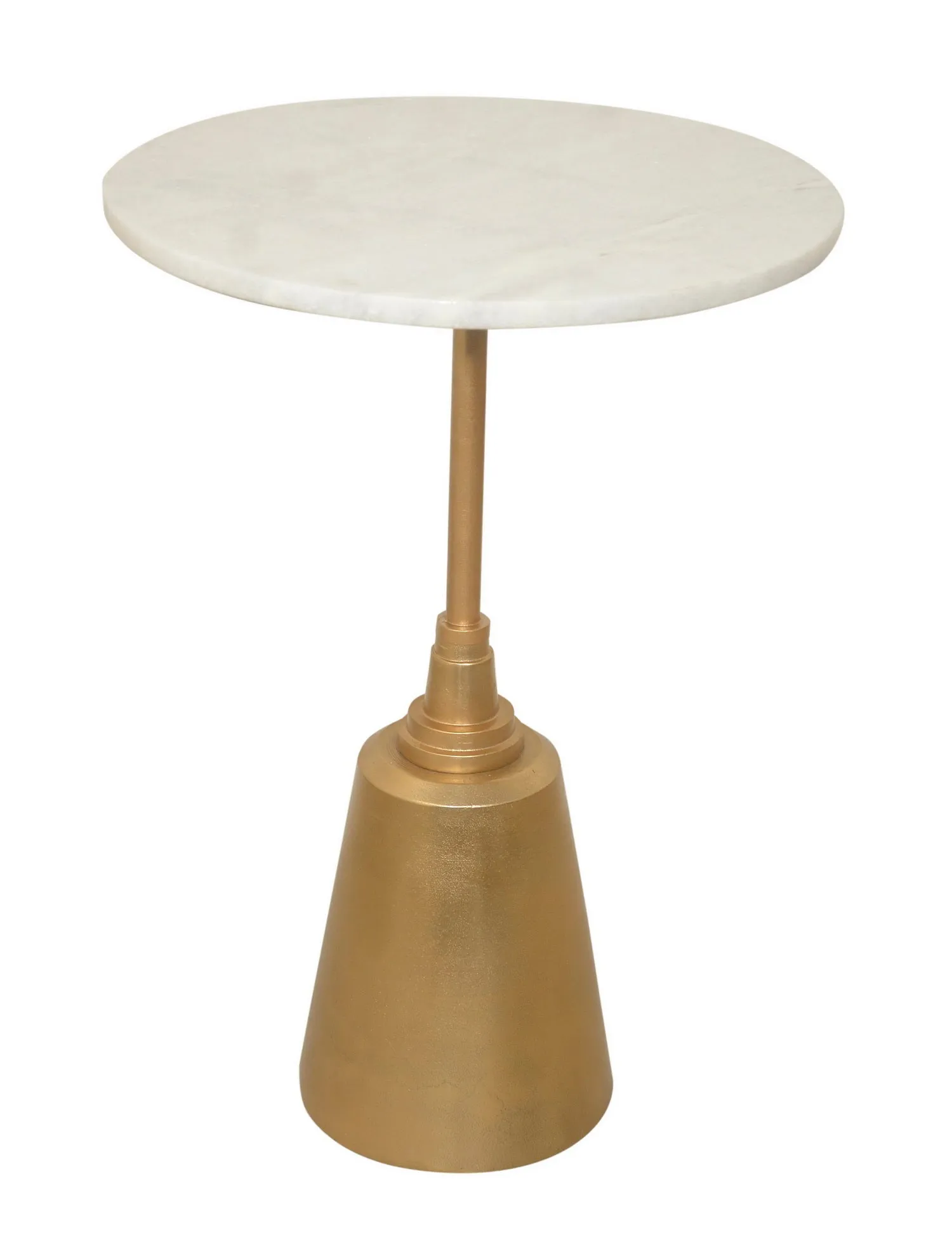 Naya White Marble, Gold Tapered Base, Accent Side Table