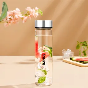 Neo Borosilicate Glass Bottle - Silver Lid - Personalise