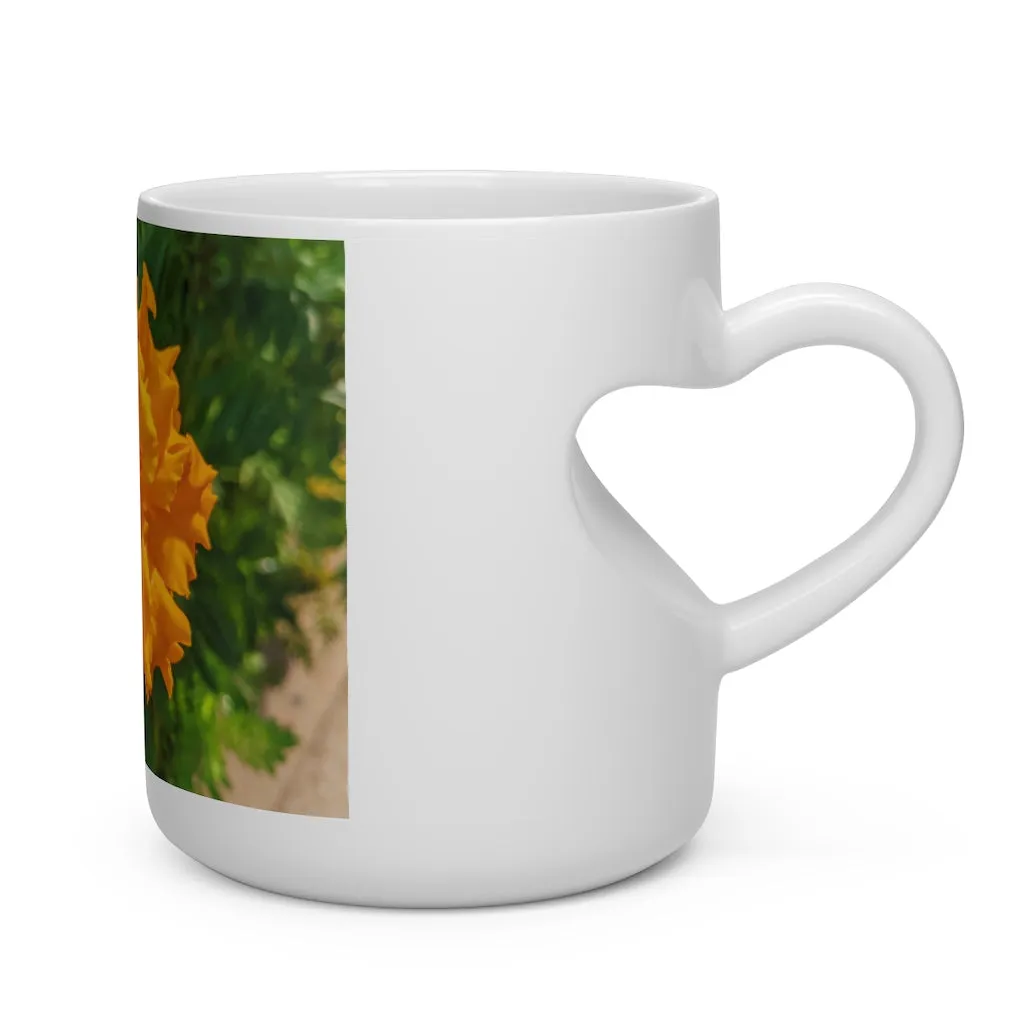 Orange Flower Heart Shape Mug