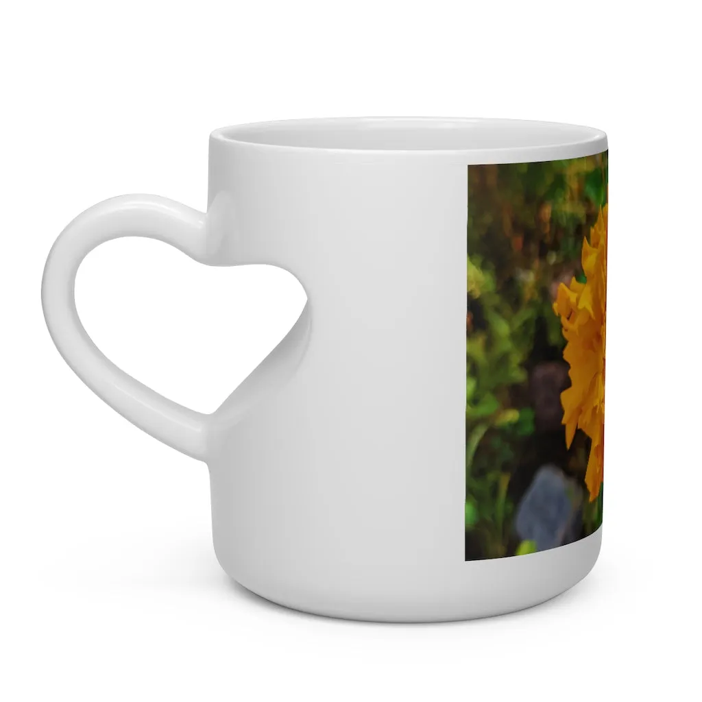 Orange Flower Heart Shape Mug