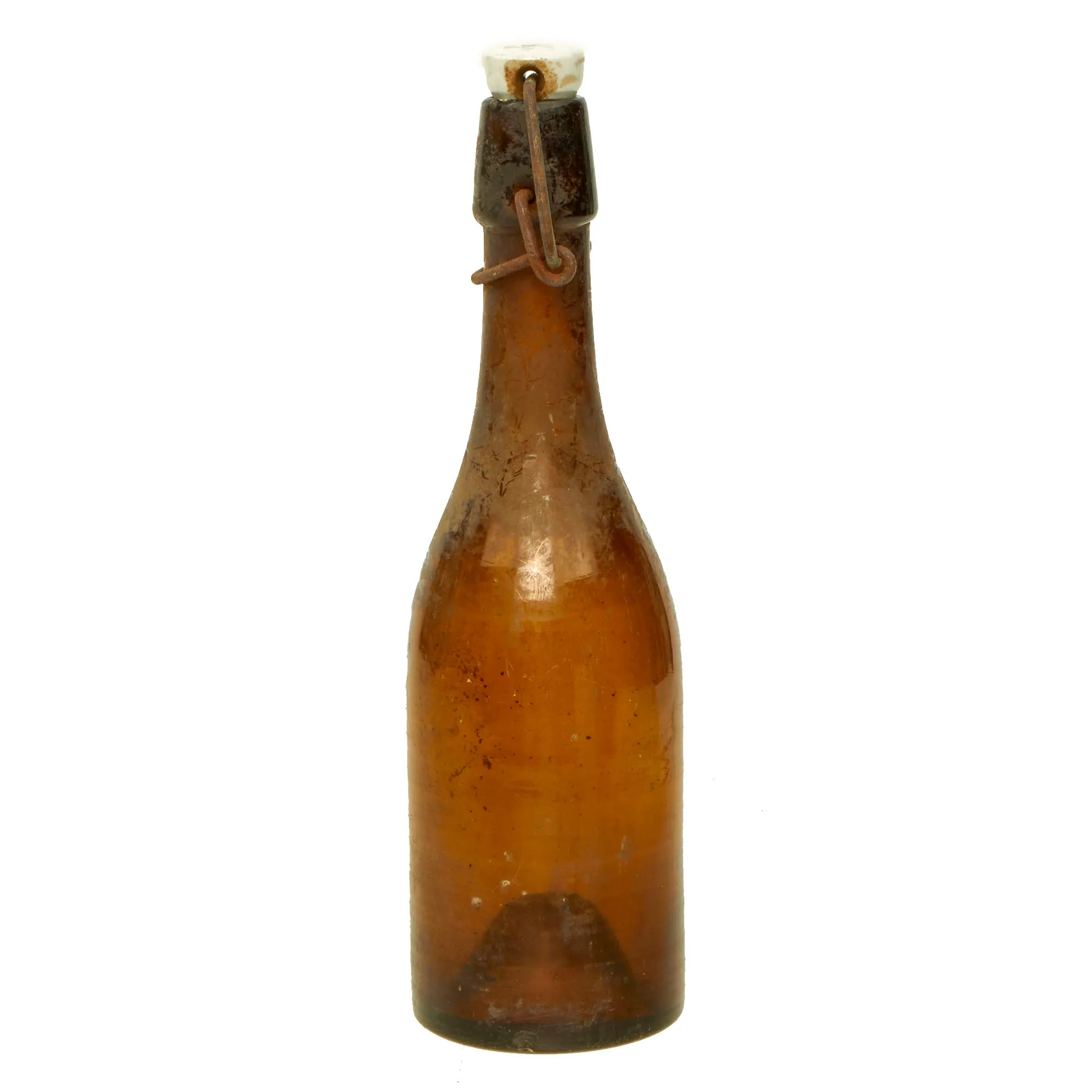 Original German WWII Luftwaffe FL UV Marked Brown Glass Beer or Wine Bottle - dated 1944