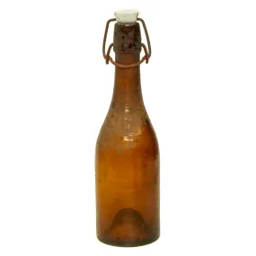 Original German WWII Luftwaffe FL UV Marked Brown Glass Beer or Wine Bottle - dated 1944