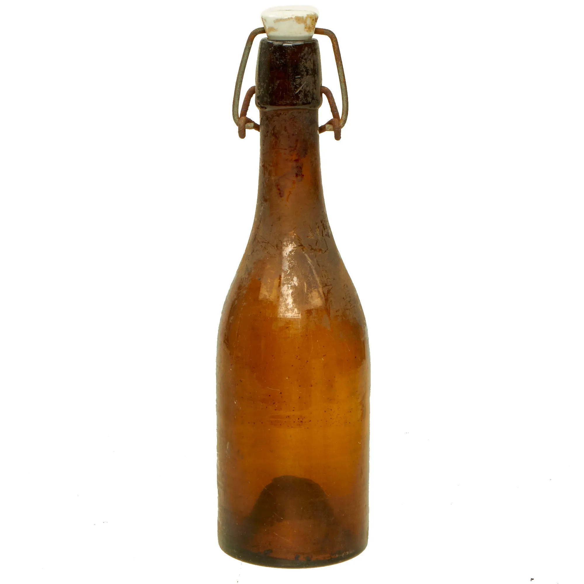 Original German WWII Luftwaffe FL UV Marked Brown Glass Beer or Wine Bottle - dated 1944