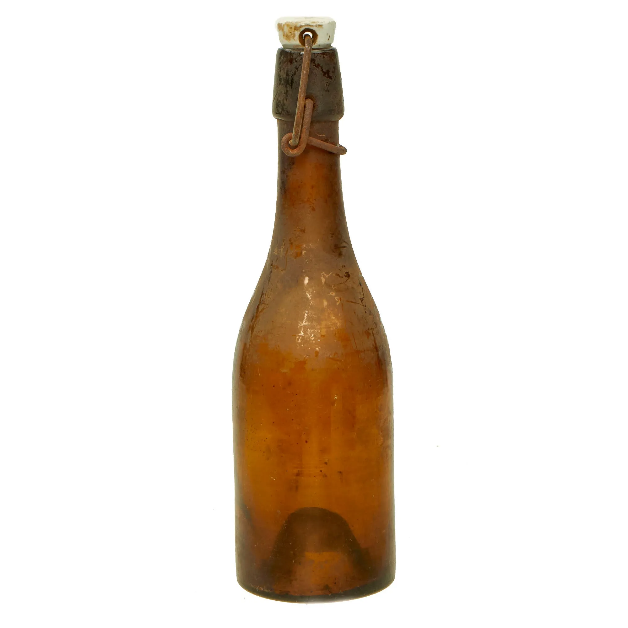 Original German WWII Luftwaffe FL UV Marked Brown Glass Beer or Wine Bottle - dated 1944