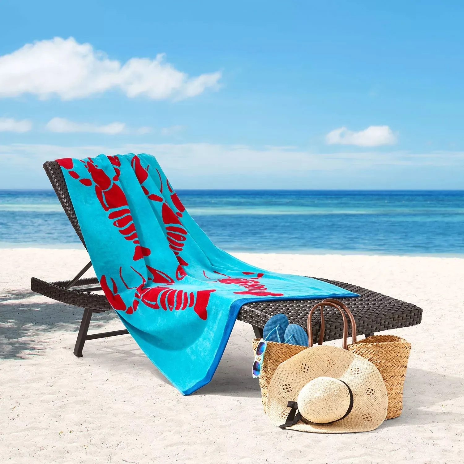 Oversized 40 x 72 in. Cotton Plush Beach Towel