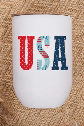 Patriotic USA Words Wine Cup Tumbler