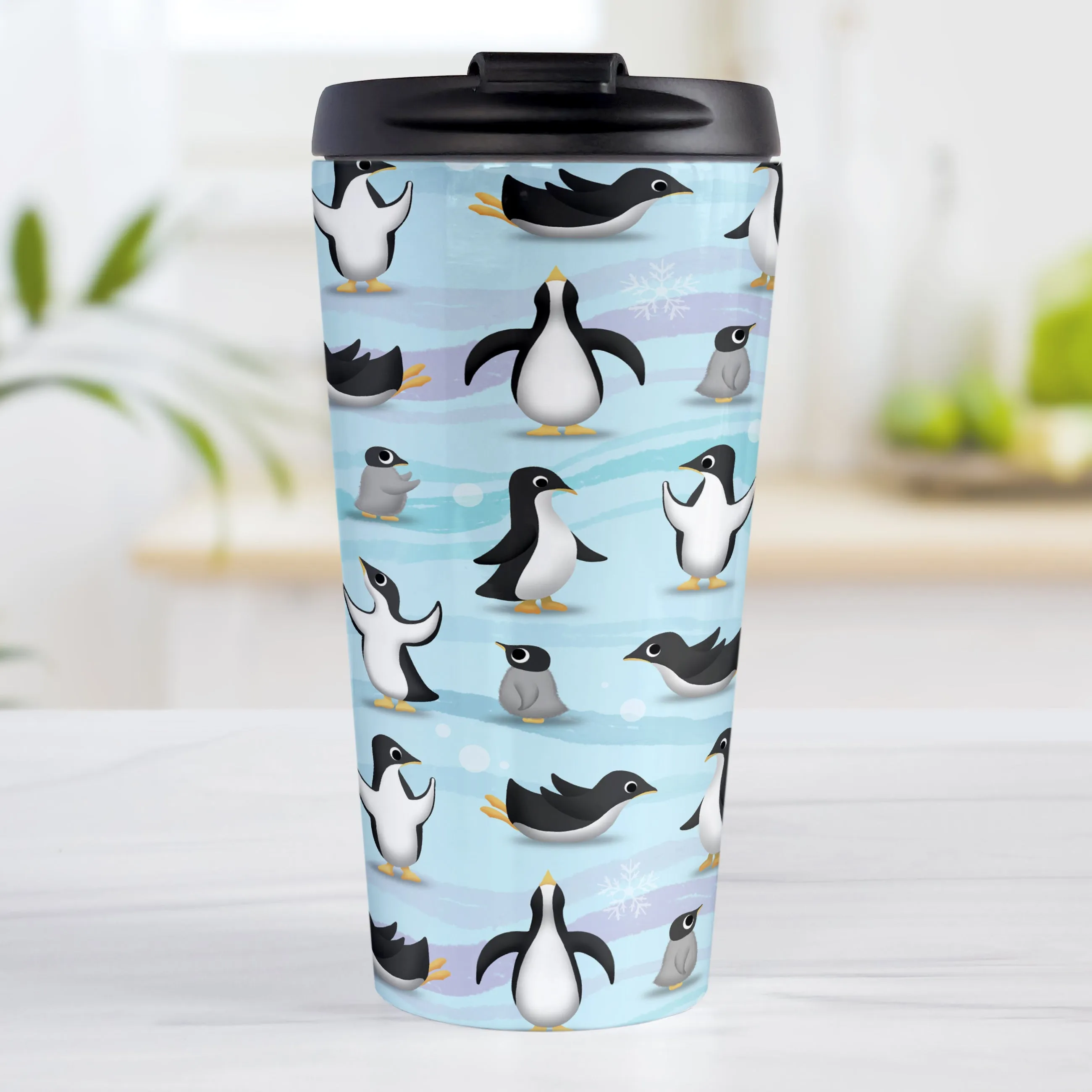 Penguin Parade Pattern Travel Mug