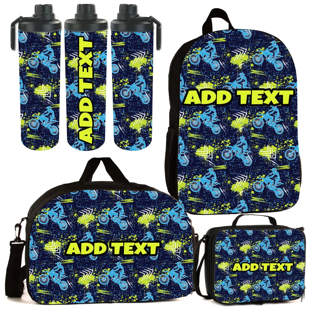 Personalized Backpacks, Lunch Bags, Duffel Bags, or Water Bottles with Full-Color - Motocross