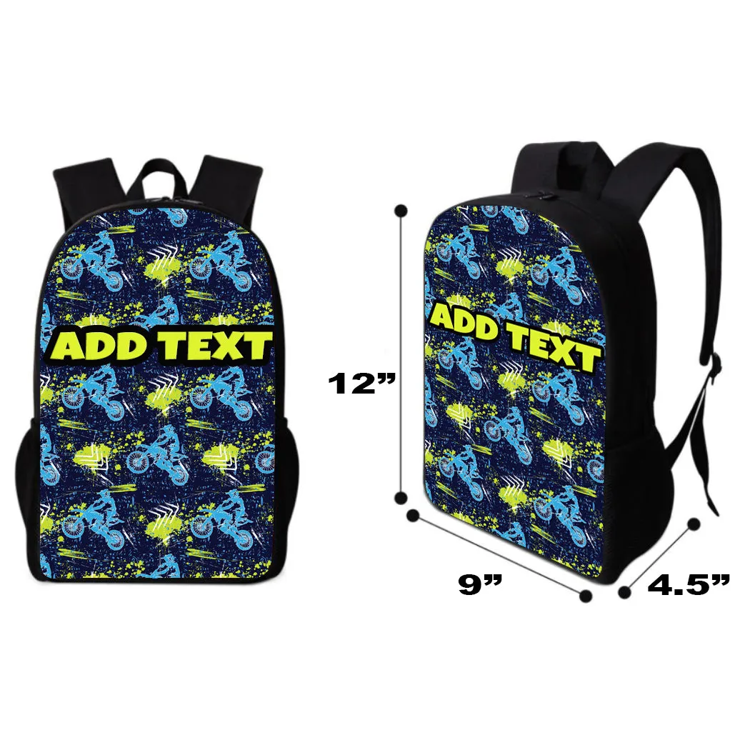 Personalized Backpacks, Lunch Bags, Duffel Bags, or Water Bottles with Full-Color - Motocross