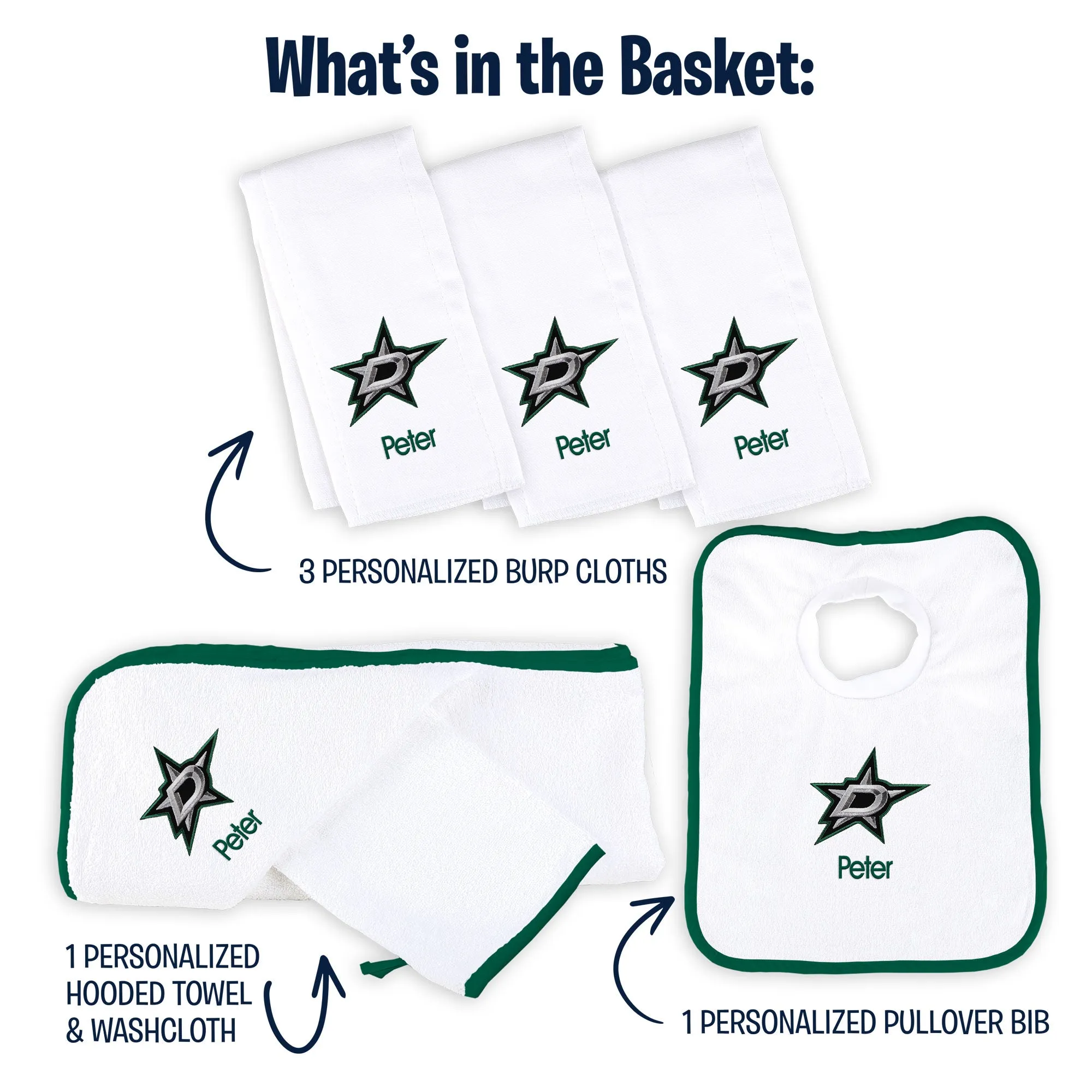 Personalized Dallas Stars Medium Basket - 6 Items