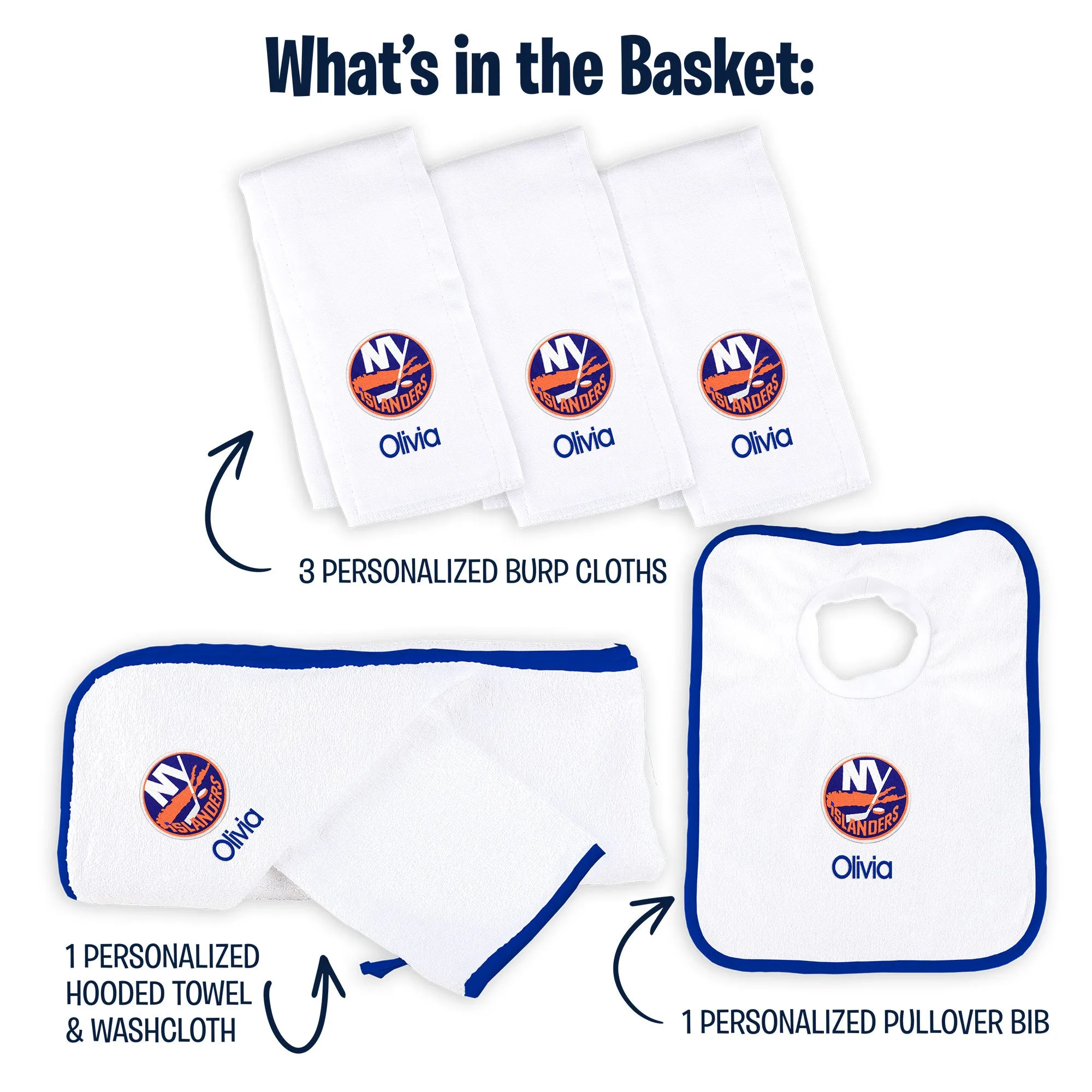 Personalized New York Islanders Medium Basket - 6 Items