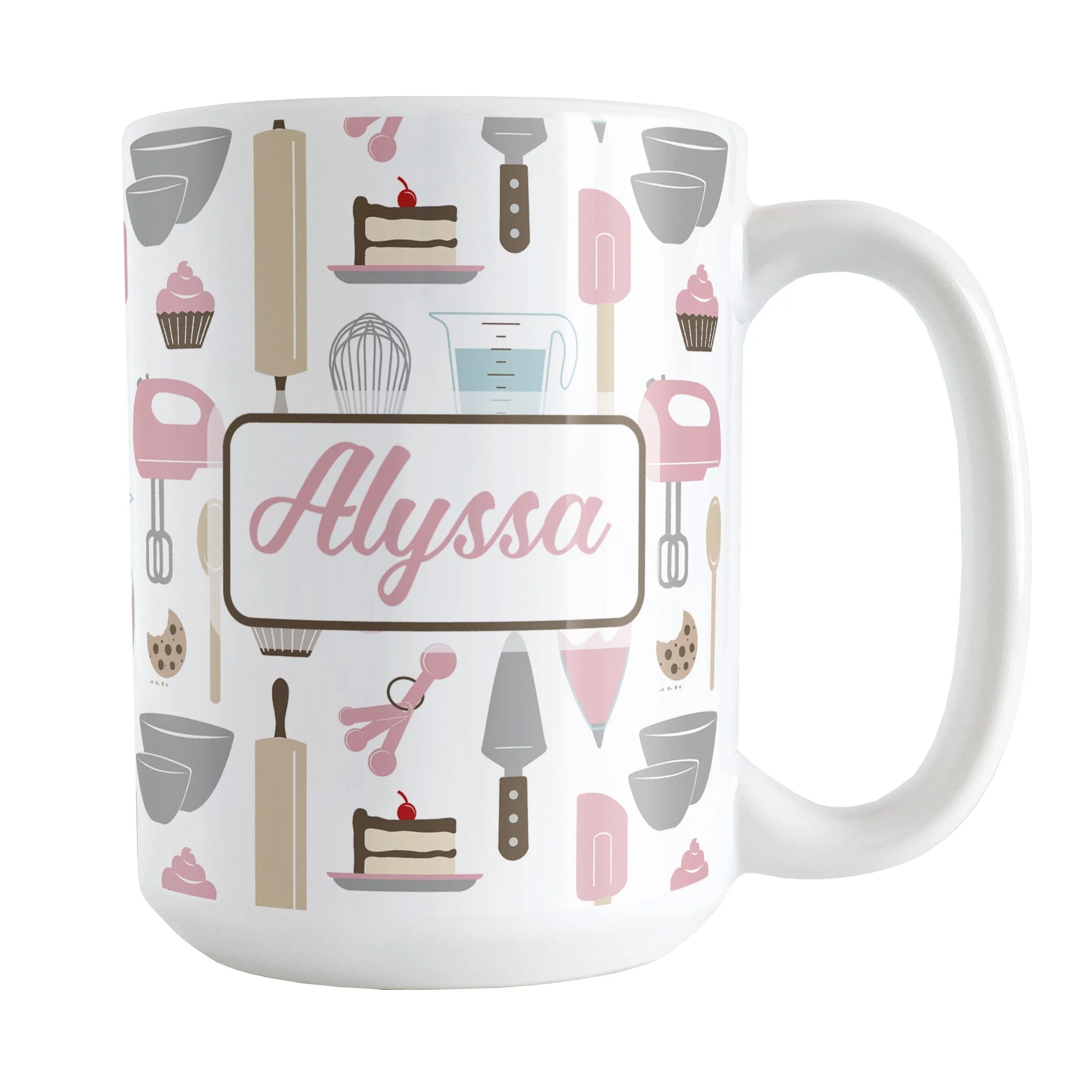 Personalized Pink Baking Pattern Mug