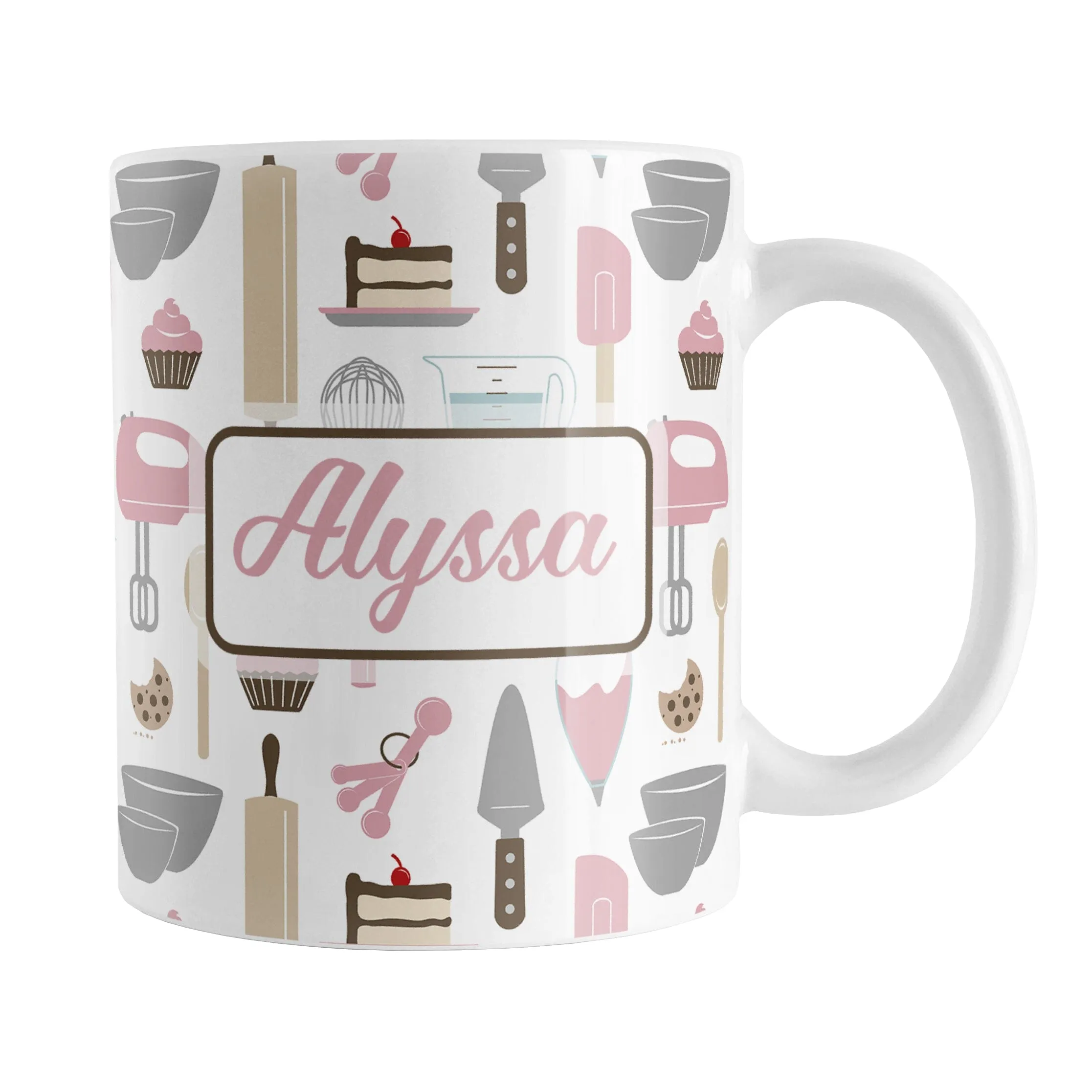 Personalized Pink Baking Pattern Mug