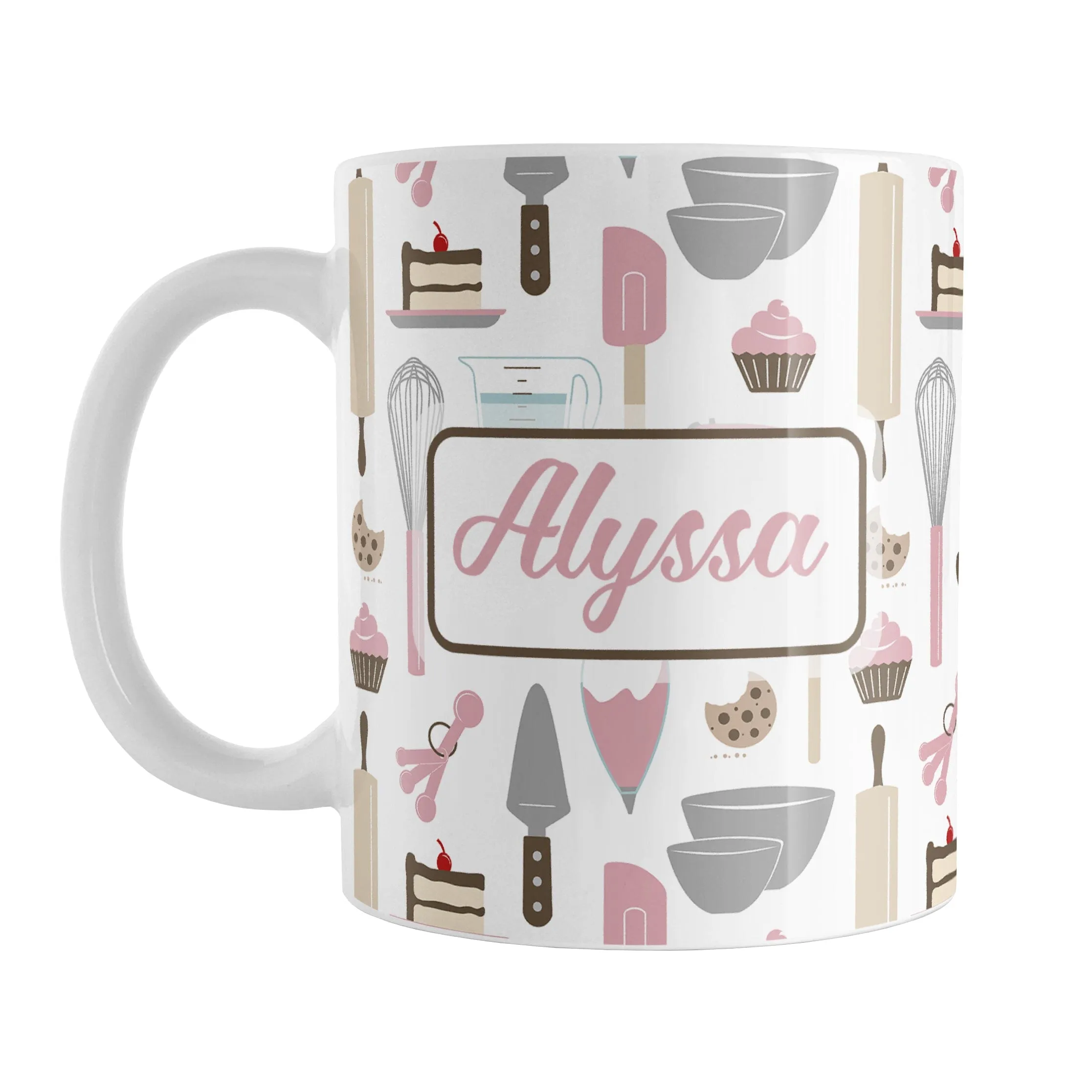 Personalized Pink Baking Pattern Mug