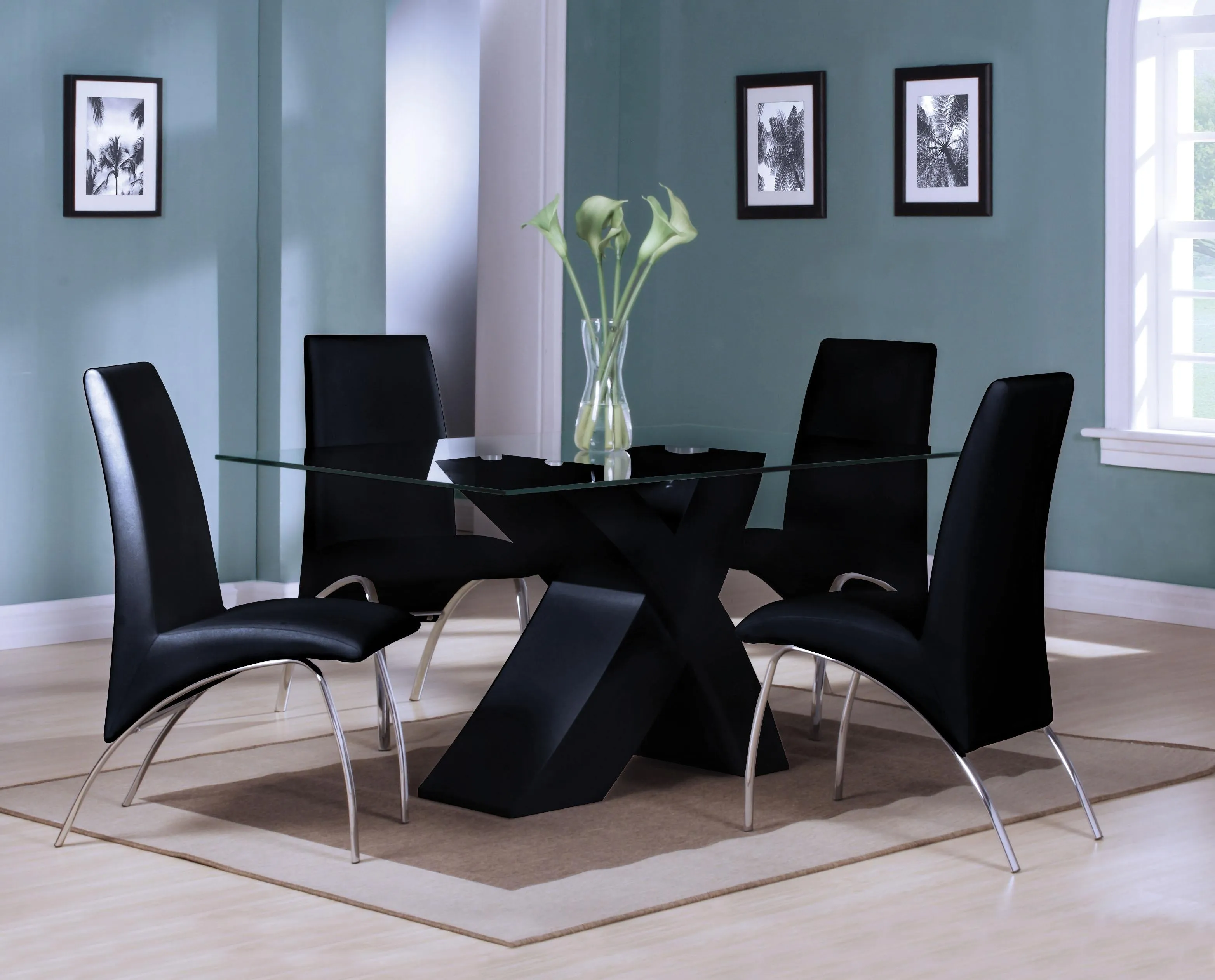 Pervis Black & Clear Glass Dining Table