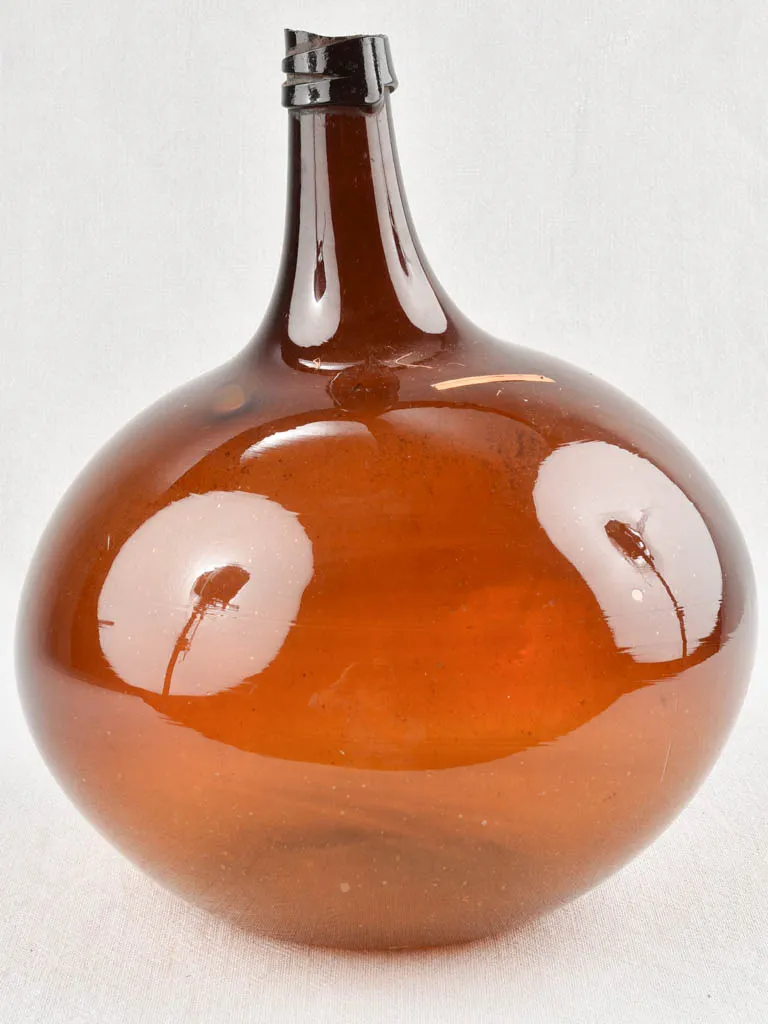 Petit blown glass demijohn - amber 13¾"