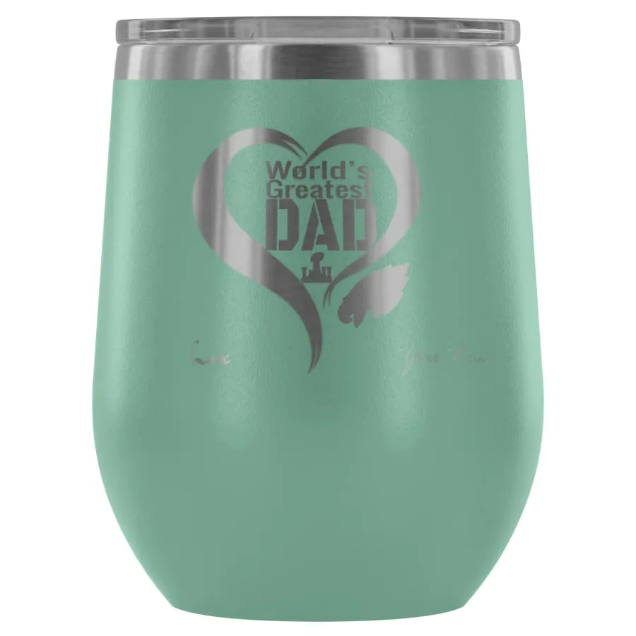 Philadelphia Eagles Wine Tumbler Laser Etched "Worlds Greatest Dad"|Father's Day Gift Personalized Beer/Drink Glass (12 Colors)