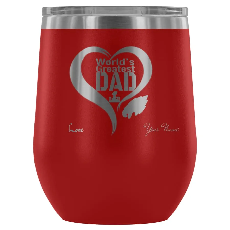 Philadelphia Eagles Wine Tumbler Laser Etched "Worlds Greatest Dad"|Father's Day Gift Personalized Beer/Drink Glass (12 Colors)