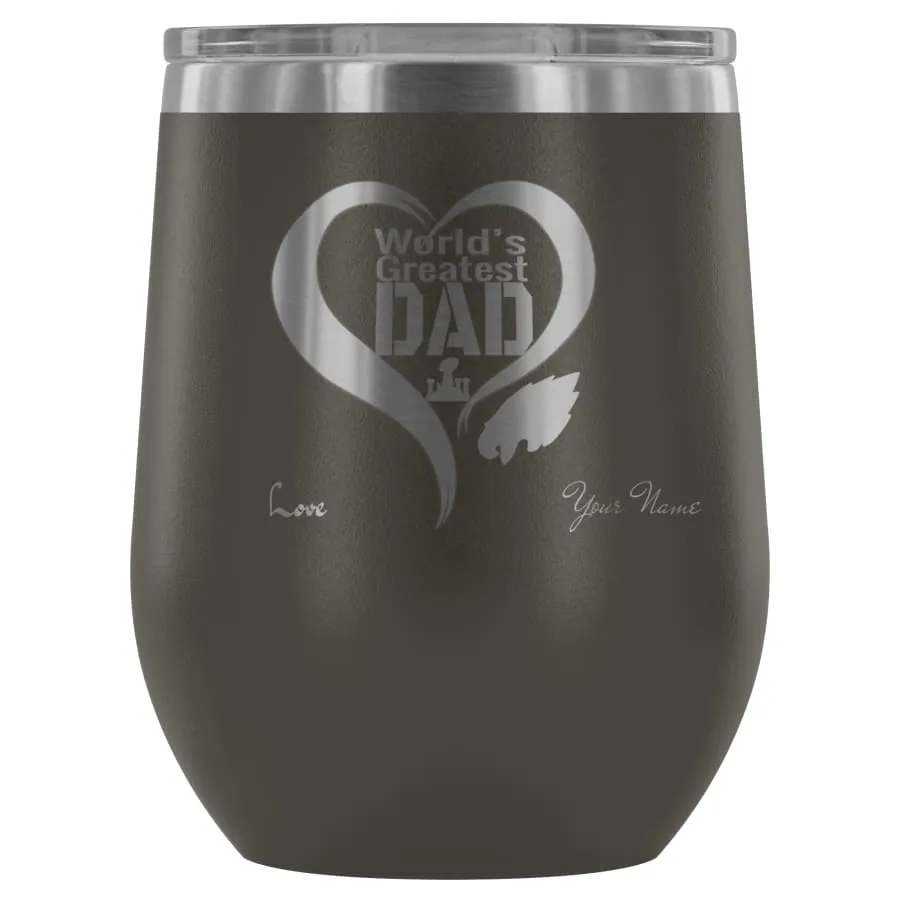 Philadelphia Eagles Wine Tumbler Laser Etched "Worlds Greatest Dad"|Father's Day Gift Personalized Beer/Drink Glass (12 Colors)