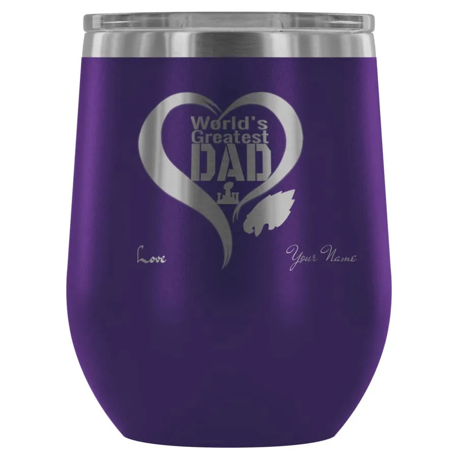 Philadelphia Eagles Wine Tumbler Laser Etched "Worlds Greatest Dad"|Father's Day Gift Personalized Beer/Drink Glass (12 Colors)