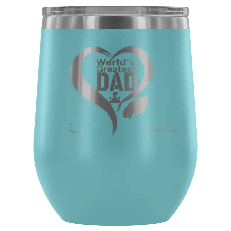 Philadelphia Eagles Wine Tumbler Laser Etched "Worlds Greatest Dad"|Father's Day Gift Personalized Beer/Drink Glass (12 Colors)