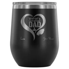 Philadelphia Eagles Wine Tumbler Laser Etched "Worlds Greatest Dad"|Father's Day Gift Personalized Beer/Drink Glass (12 Colors)