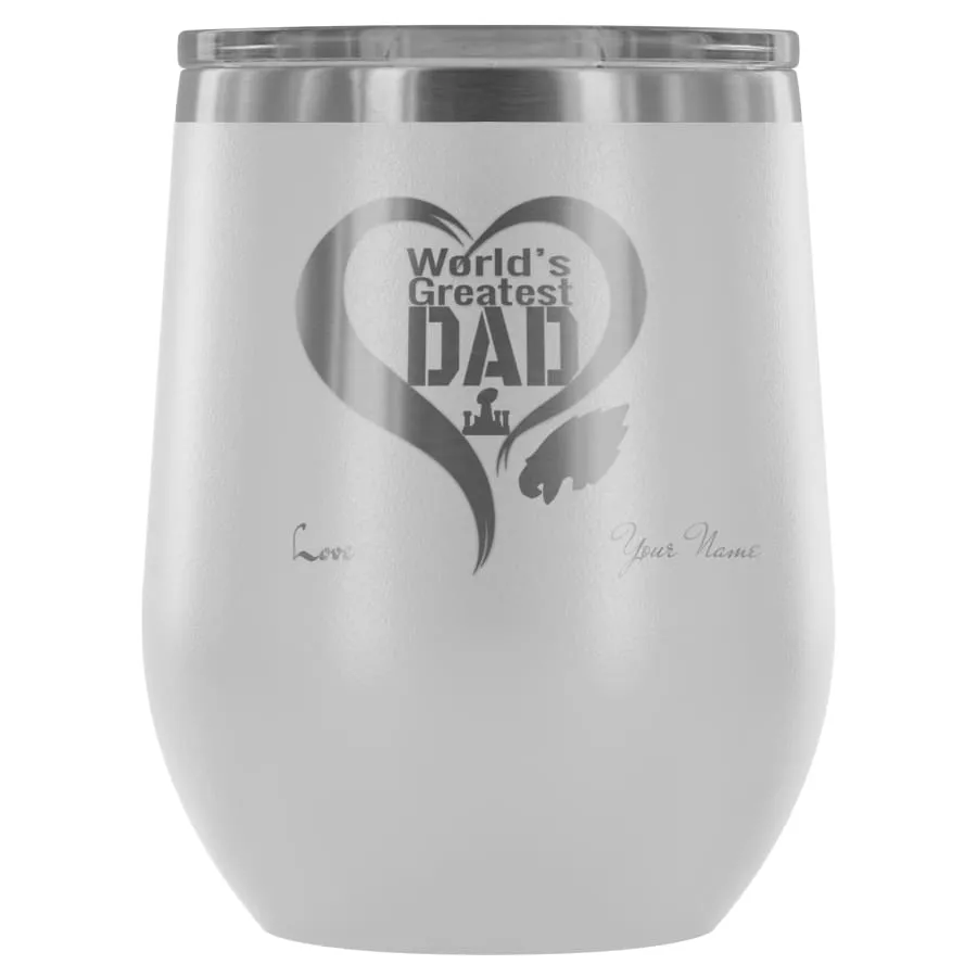 Philadelphia Eagles Wine Tumbler Laser Etched "Worlds Greatest Dad"|Father's Day Gift Personalized Beer/Drink Glass (12 Colors)