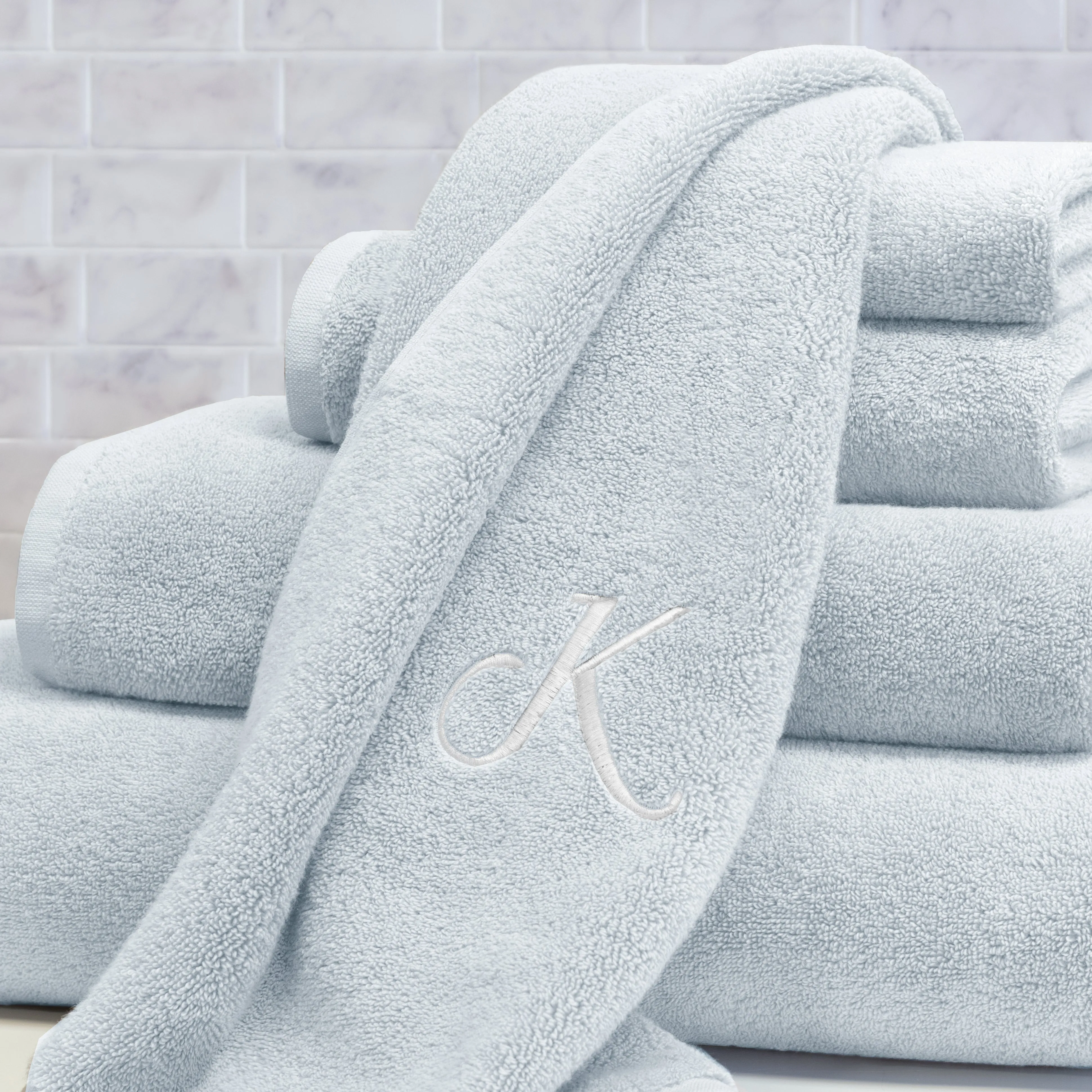 Plush Ice Blue Towel Spa Bundle (2 Wash   2 Hand   4 Bath Towels)