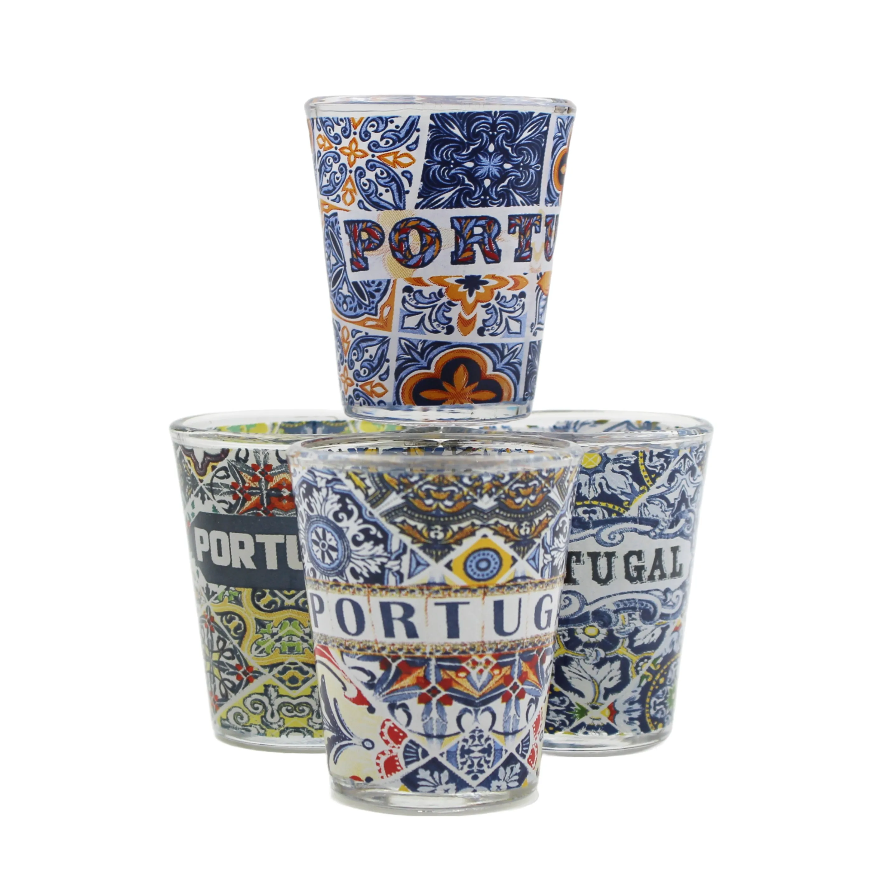 Portugal Tiles Azulejo Shot Glasses, Set of 4