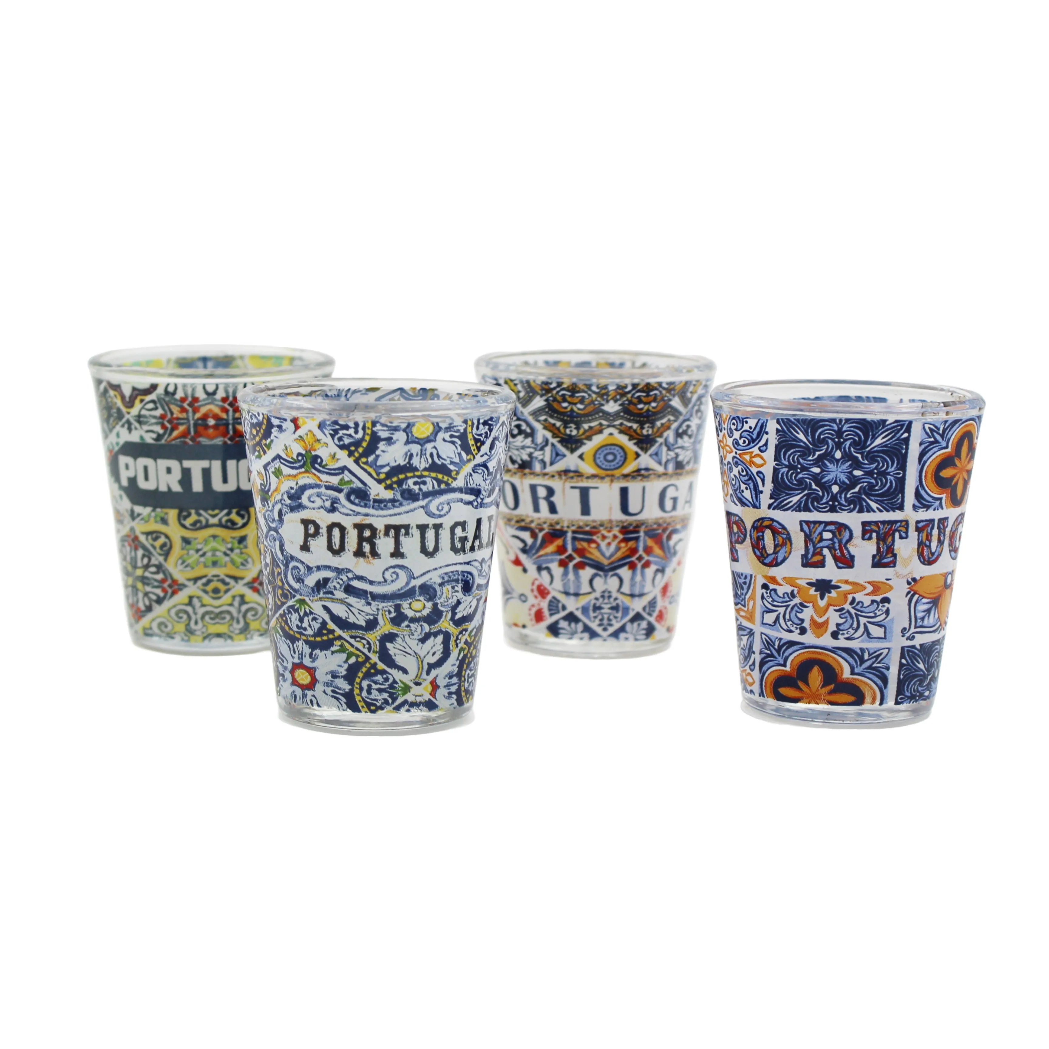 Portugal Tiles Azulejo Shot Glasses, Set of 4