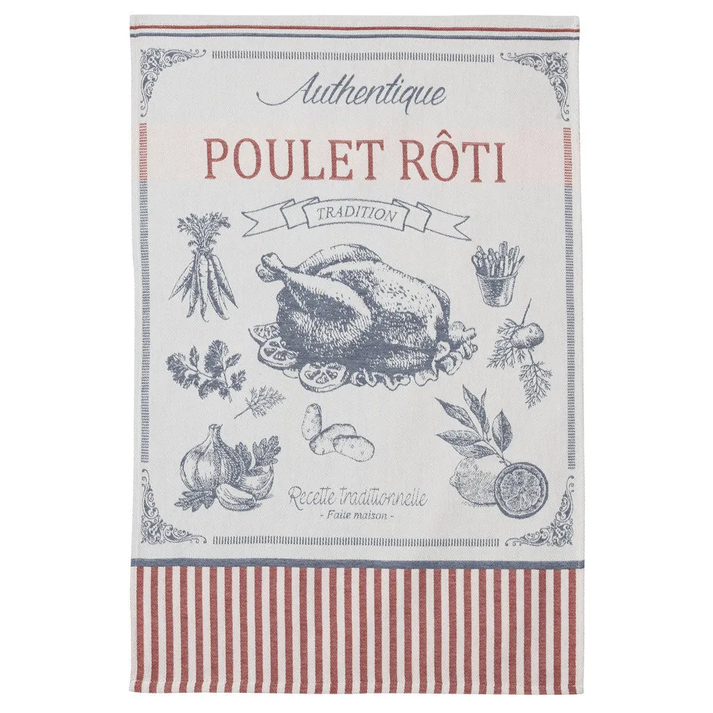 Poulet Roti (Roast Chicken) French Jacquard Dish Towel by Coucke