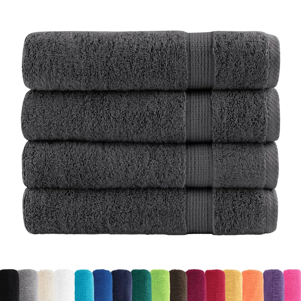 Premium Bath Towels 4pcs Anthracite 100x150cm 600gsm 100% Cotton