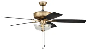 Pro Plus 101 Clear Bowl Light Kit 52" Ceiling Fan in Satin Brass