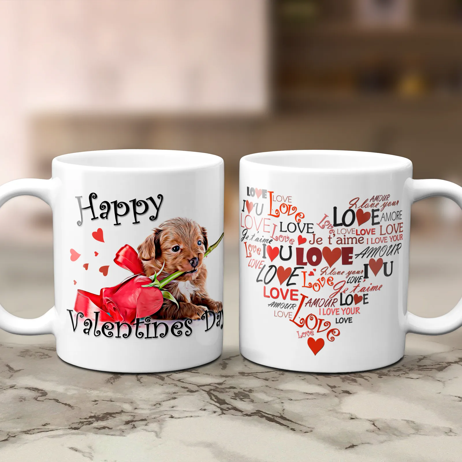 Puppy Love Heart Valentine's Day Mug