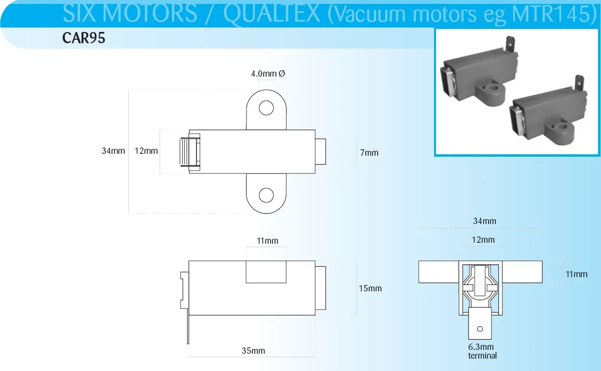 Qualtex Vacuum Cleaner Motor Brushes - Part # CAR95