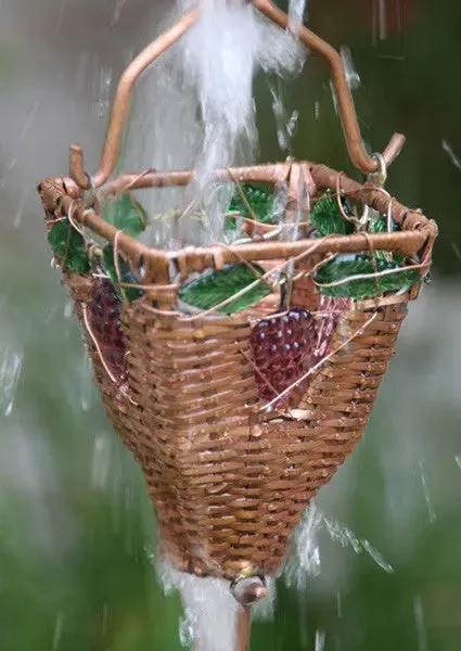 Rain Chain Basket and Glass Copper Cups