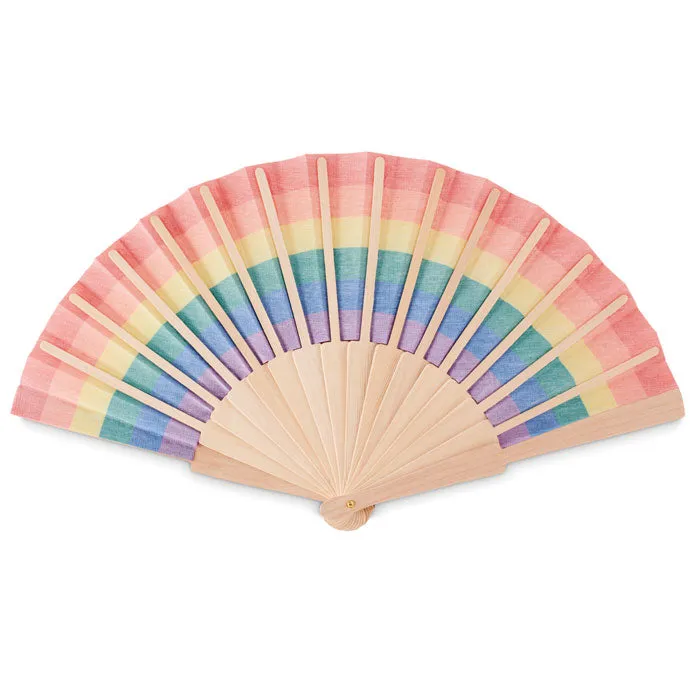 Rainbow Wooden Hand Fan | BOWFAN - MO6446