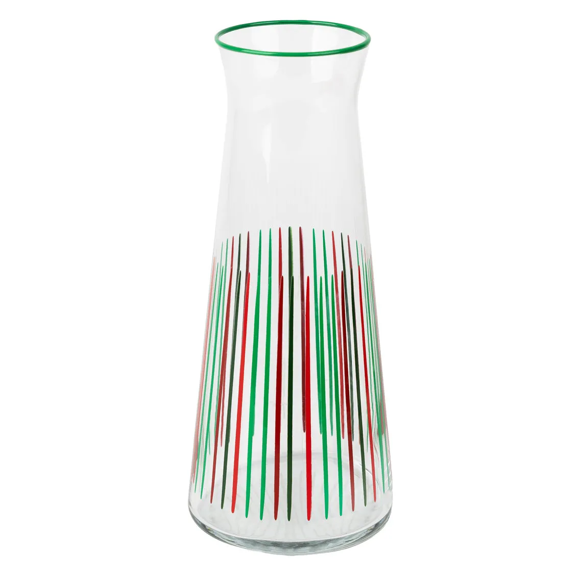 Red & Green Striped Christmas Glass Carafe - 25cm