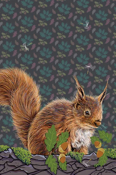 Red Squirrel Tea Towel