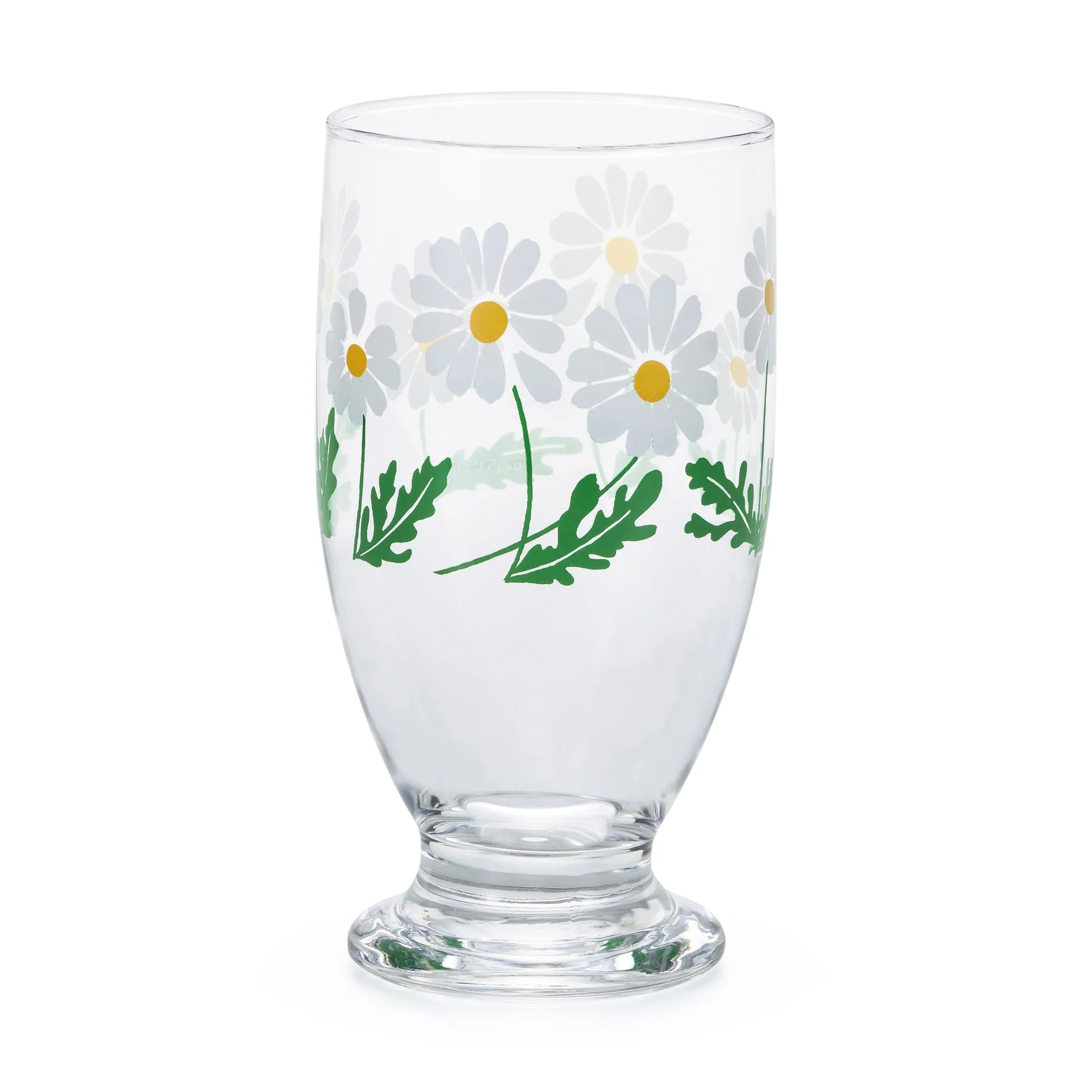 Retro Footed Glass Cup - Growing Daisies